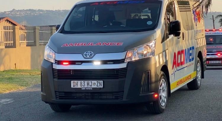 Accimed ambulance, front view, ready for dispatch
